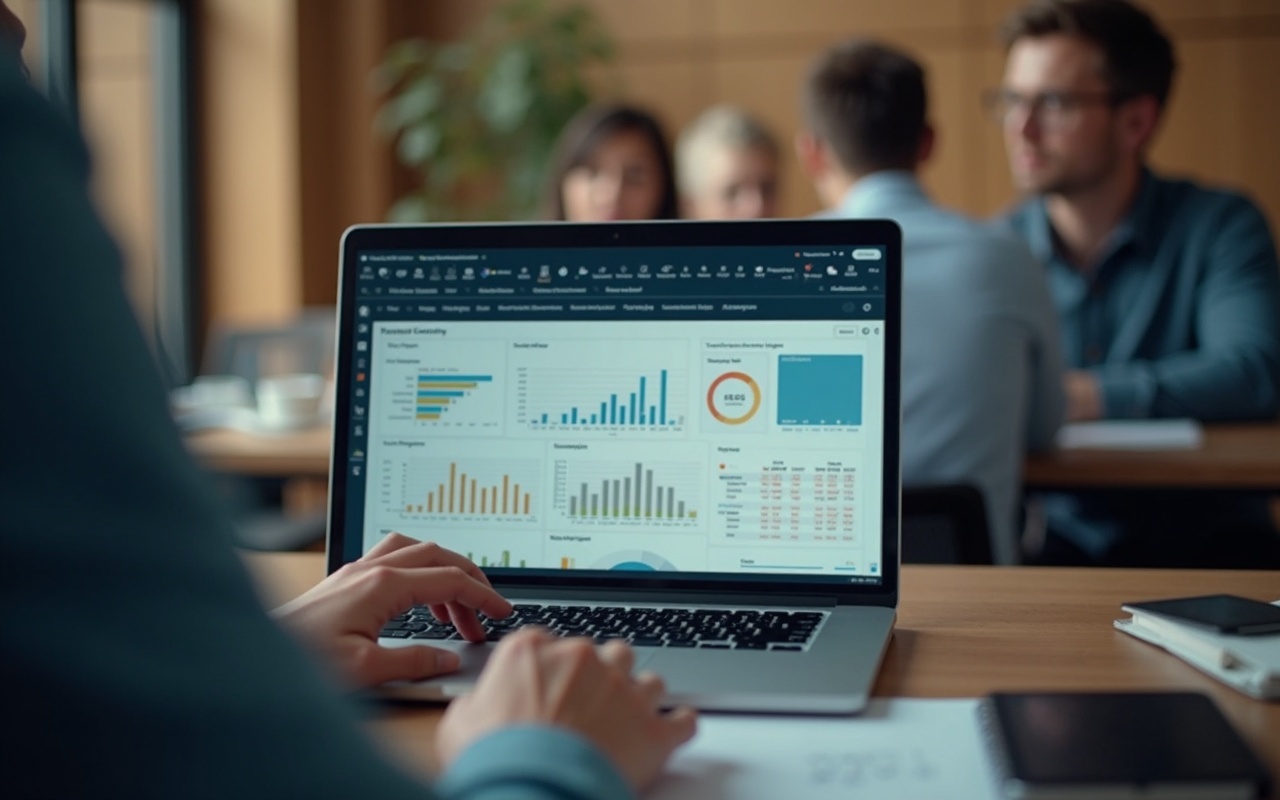 Übersichtliches CRM-Dashboard mit Kundenkontakten auf einem Laptop