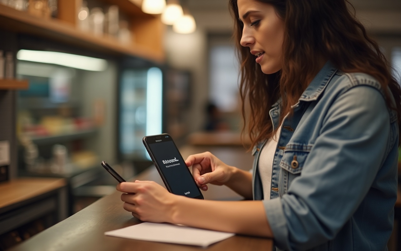 Smartphone mit geöffnetem Google Unternehmensprofil eines lokalen Betriebs