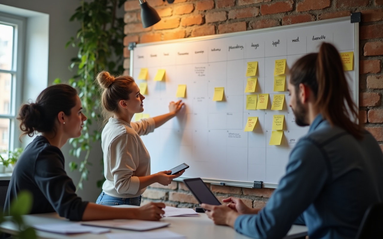 Tabellarischer Redaktionsplan mit Themen, Terminen und Verantwortlichen