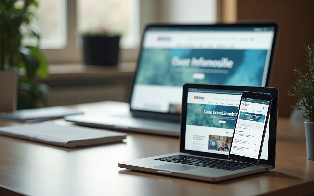 Website auf Smartphone, Tablet und Laptop im responsiven Layout