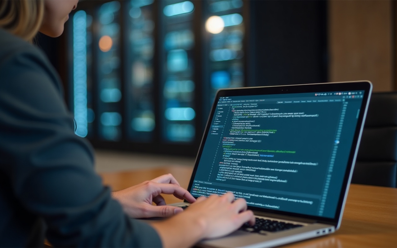 Server-Racks in einem Rechenzentrum als Symbol für WordPress-Hosting