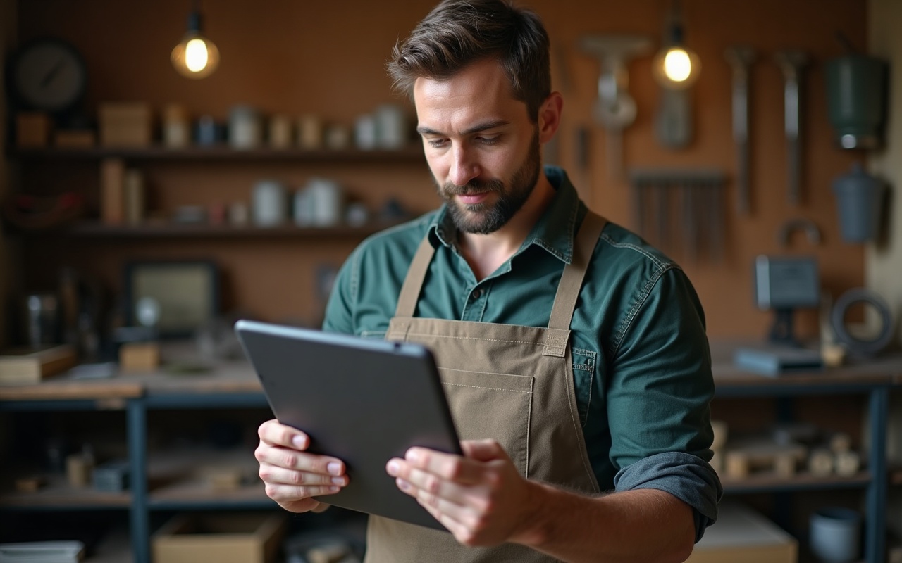 Moderne Website eines Handwerksbetriebs auf Laptop und Smartphone