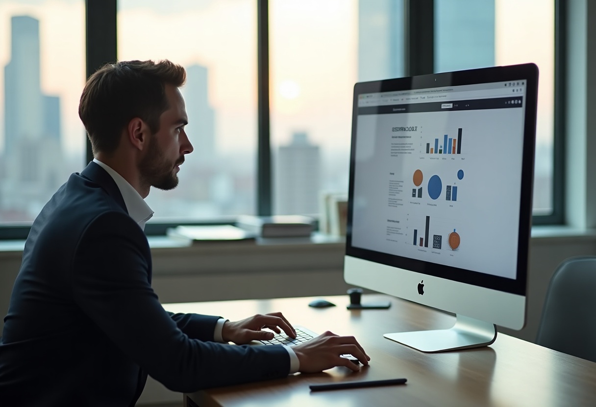Webagentur Stuttgart – Webdesigner gestaltet eine Unternehmenswebsite vor der Stuttgarter Skyline